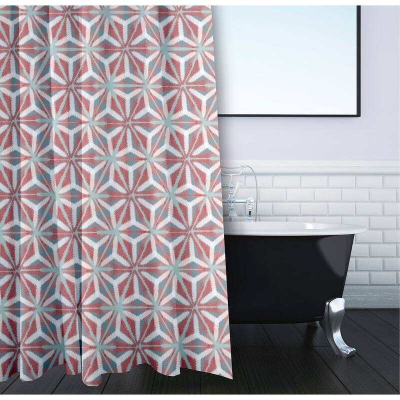 Water Mosaic Geometric Print Shower Curtain