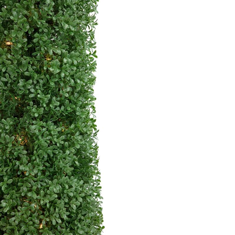 4' Pre-Lit Artificial Boxwood Cone Topiary Tree with Pot Clear Lights - 11