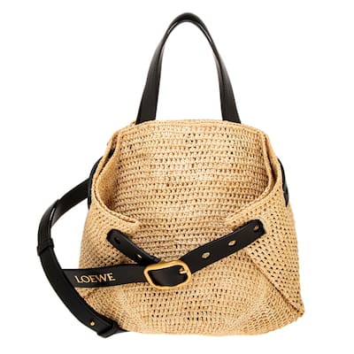 Loewe Mini Punch Hole Shopper in Raffia