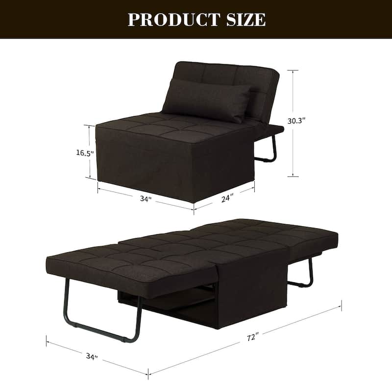 Ainfox Convertible Sofa Bed,4 in 1 Multi-Function Folding Ottoman Bed with Adjustable Backrest