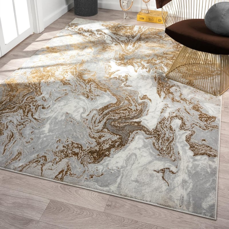 Luxe Weavers Marble Abstract Area Rug, Non-Shedding Carpet - 5' x 7' - Gray
