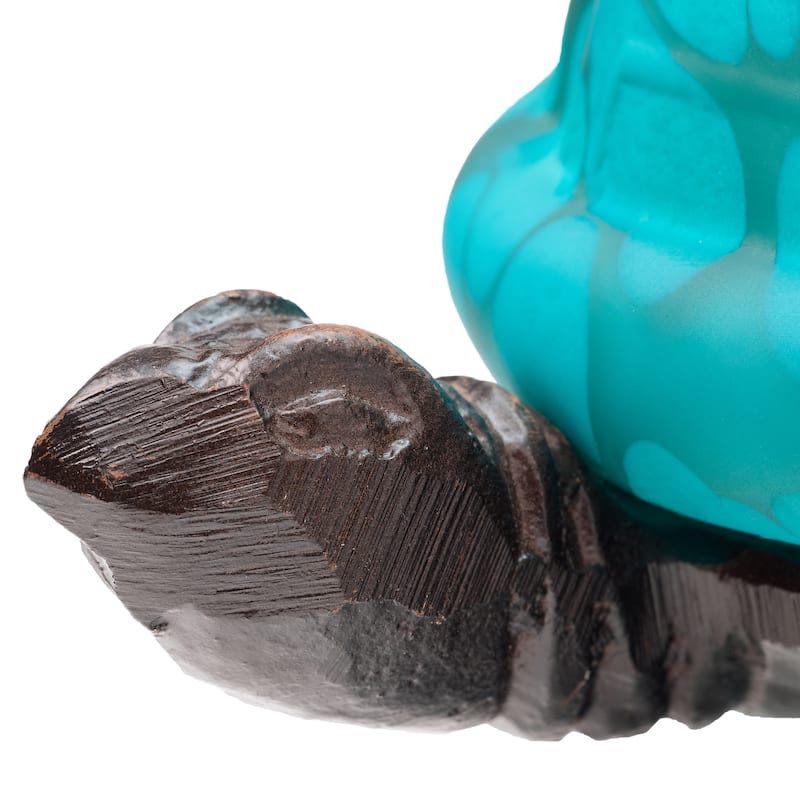 Turtle River of Goods Aqua Glass and Metal 4.75-Inch Accent Lamp - 8.25" x 5.9" x 4.75"