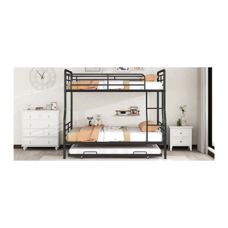 Full XL Over Queen Metal Bunk Bed with Ladder