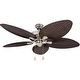 preview thumbnail 1 of 3, Prominence Home Abaco Brushed Nickel 52-inch Ceiling Fan with Palm Leaf Blades and Remote Control