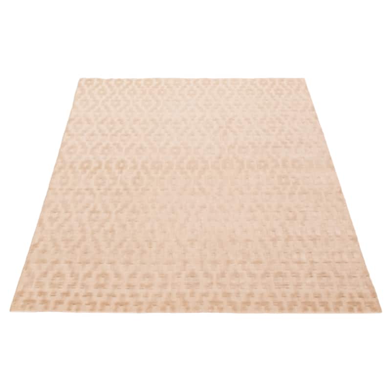 ECARPETGALLERY Hand Loomed Kashkuli Gabbeh Ivory Viscose Rug - 5'4 x 7'9