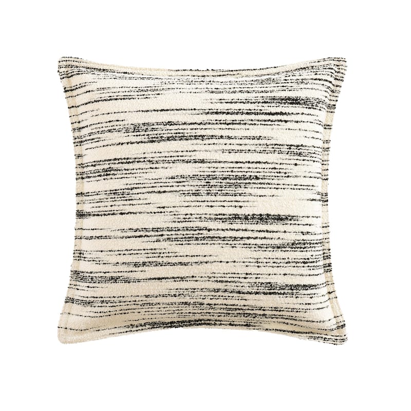 HiEnd Accents Cosmo Ivory/Black Bouclé Stripes Modern Contemporary 22x22 inch Decorative Throw Pillow