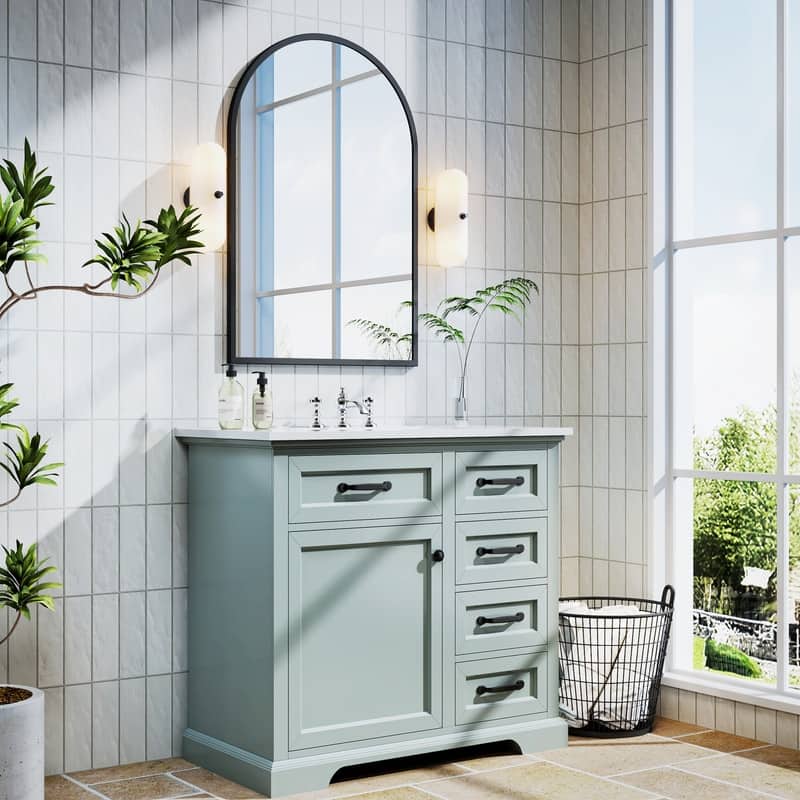 Bathroom Vanity with Top Sink Freestanding Vanity Set with Mirror