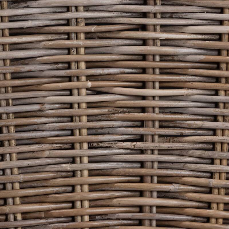 Debra Natural Rattan Armchair - Handwoven Open-Weave Wicker Armchair with Curved Silhouette & Removable Cushion