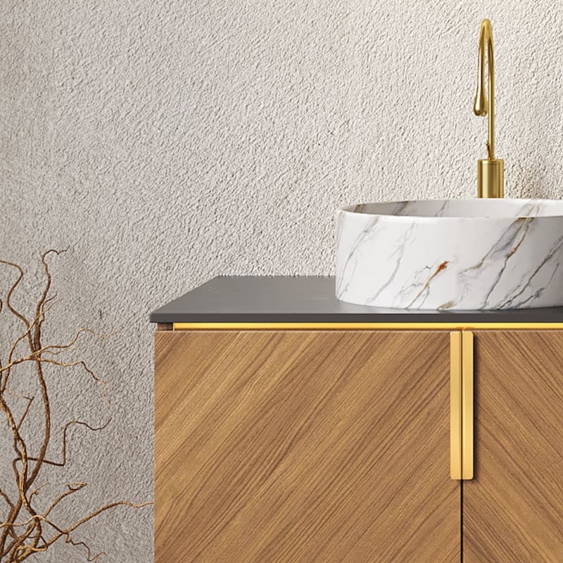 Wall Mounted Bathroom Vanity with Sintered Stone Countertop and Sink