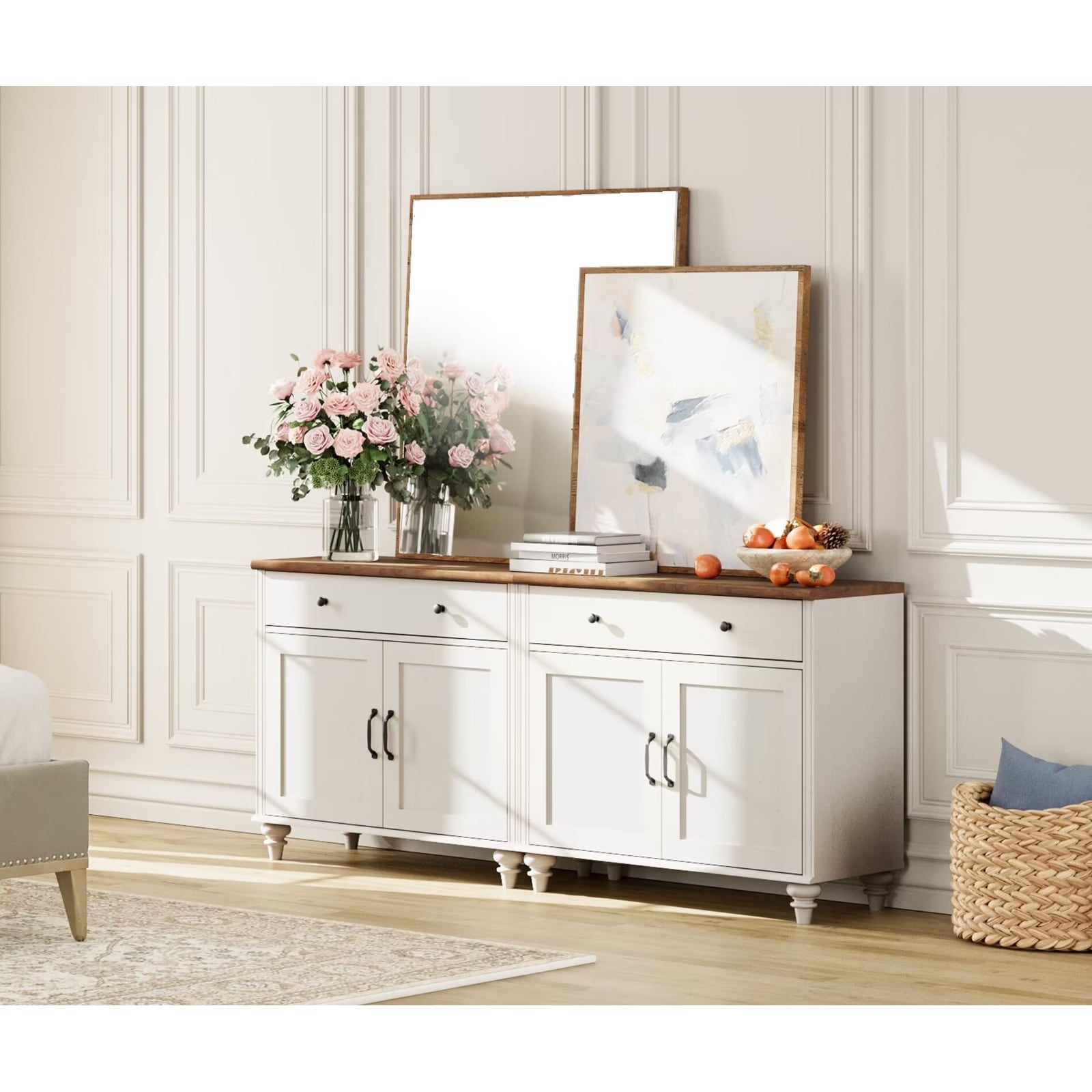 Farmhouse Sideboard, Buffet Cabinet with Storage Cabinets