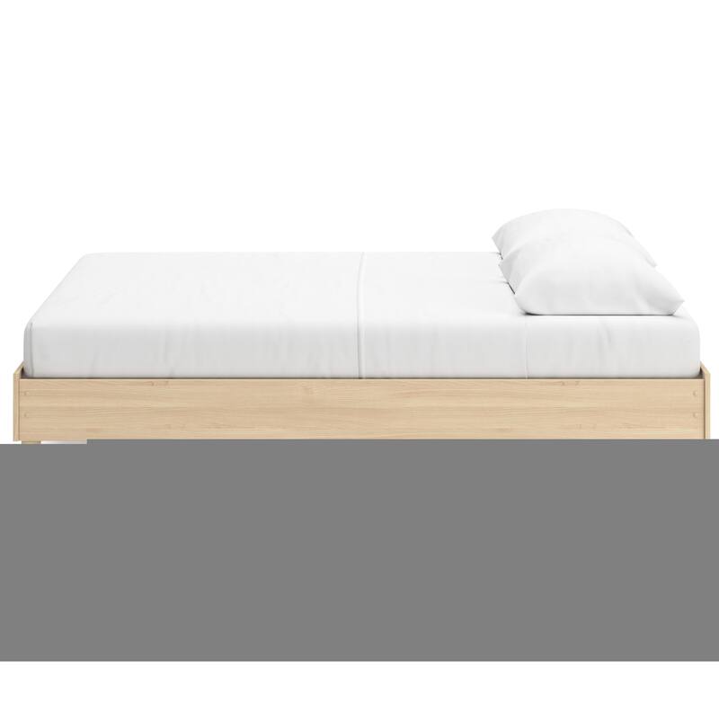 Abis Queen Platform Bed, Natural Brown Wood, Low Profile Tapered Legs