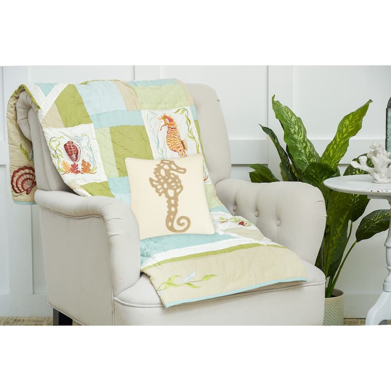 Seahorse Rice Stitch Throw Pillow
