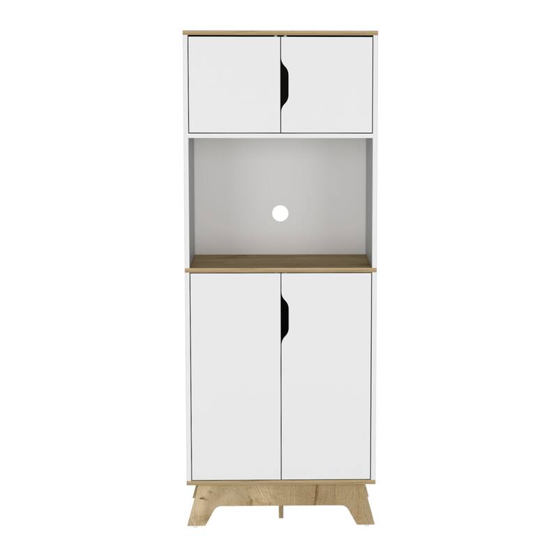 Danville 1-Drawer Microwave Pantry Cabinet Light Oak and White