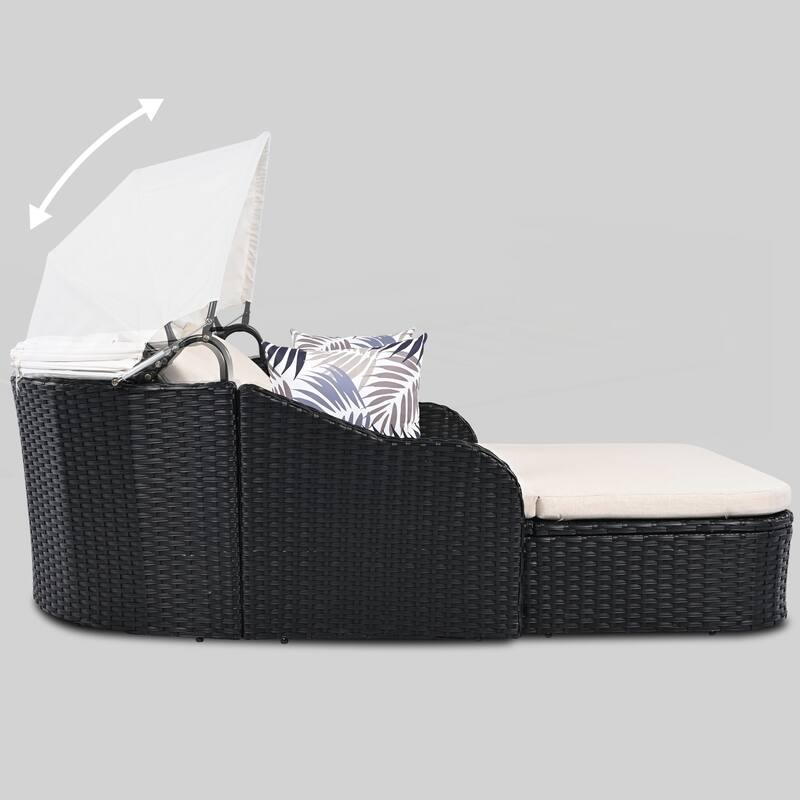 Outdoor Sunbed with Adjustable Canopy