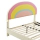 preview thumbnail 6 of 7, Full Size Platform Bed with Rainbow Shaped and Height-adjustbale Headboard, Upholstered Bed with LED Light Strips, Beige