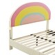 preview thumbnail 30 of 32, Twin or Full Size Upholstered PU Kids Platform Bed with Rainbow Shaped and Height-adjustbale Headboard, LED Bed Frame