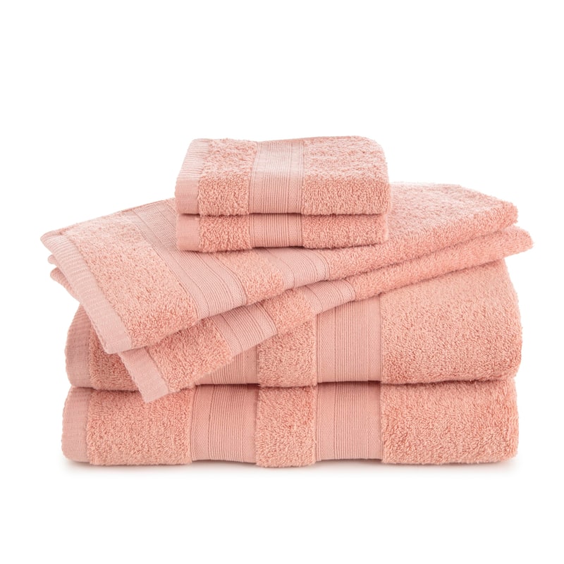 Martex Clean Essentials Solid Low Lint 6-Pack Towel Set - Towel Set - Seashell Pink
