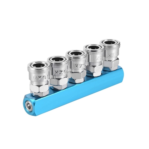 1/4" G Thread 5 Way Air Hose Quick Coupler Pass Air Hose Coupling Tool 4Pcs - Straight 5 Ways 1/4" G 4pcs
