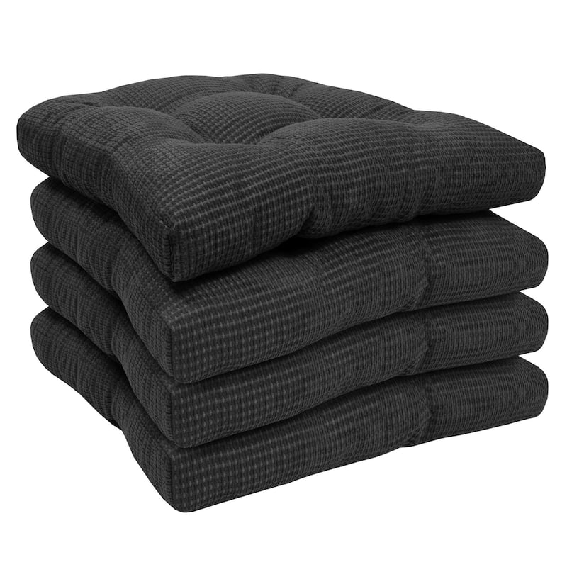 Sweet Home Collection Fluffy Memory Foam Tufted Chair Cushion Non Slip Microdot Rubber Back