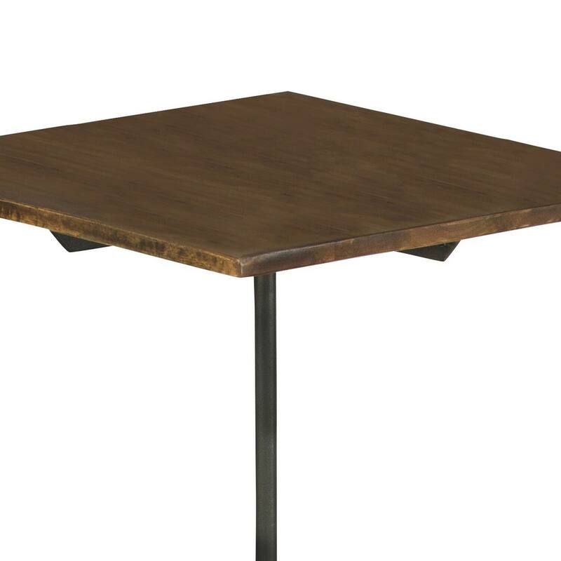 15.75 in. Brown and Gray Square Wood End Table, Sturdy Build End Side Table for Living Rooms
