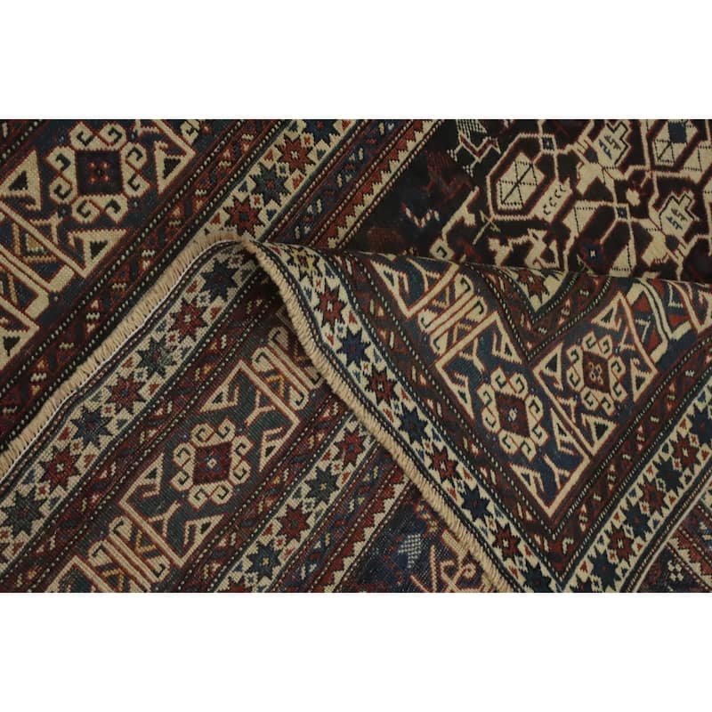 Hand Knotted Oriental 100% Wool Carpet Traditional Geometric Beige & Ivories Kazak Area Rug - 6' 5'' X 4' 5''