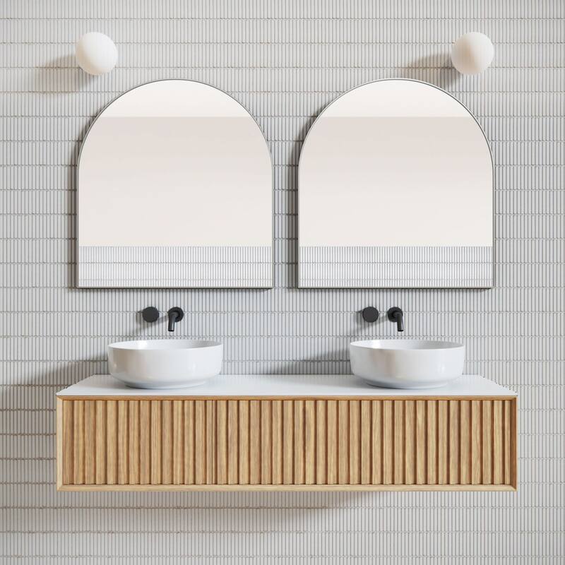 Glass Warehouse SF-ARC-30X32 Kira 30" W x 32" H Contemporary Arched - Brushed Nickel