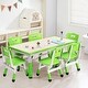 preview thumbnail 1 of 9, Kids Table and 6 Chair Set Activity Art Table for Classroom Daycares Green