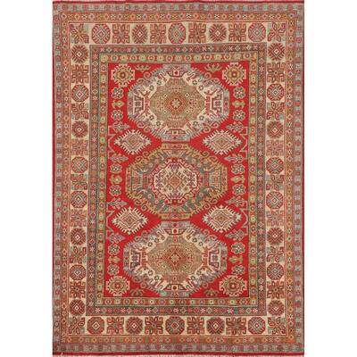 Oriental Red Kazak Area Rug Handmade Traditional Wool Carpet - 4'9" x 6'7"
