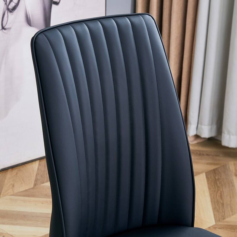 Roomfitters PU Dining Chairs with High Backrest and Sturdy Legs, Set of 4 for Kitchen or Living Room Use, Black