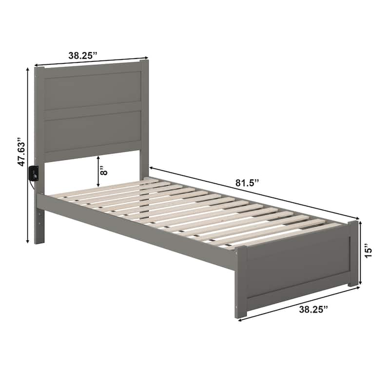 NoHo Twin Extra Long Bed with Footboard in Grey