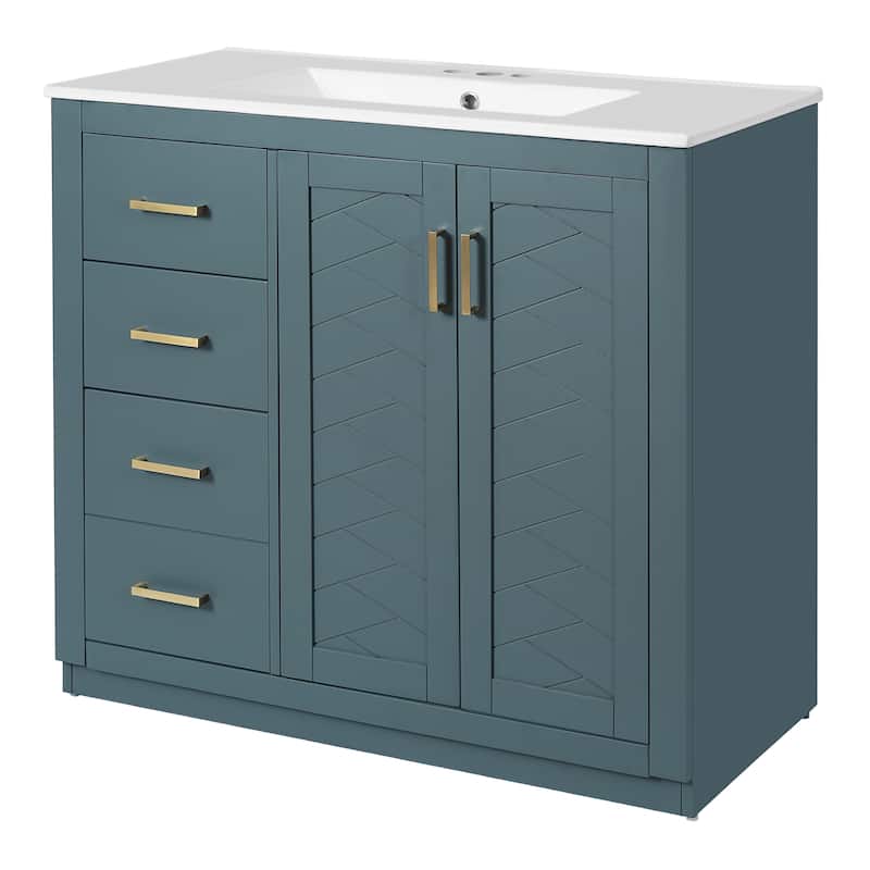 36" Single Sink Bathroom Vanity Bathroom Storage Cabinet with 3 Drawers