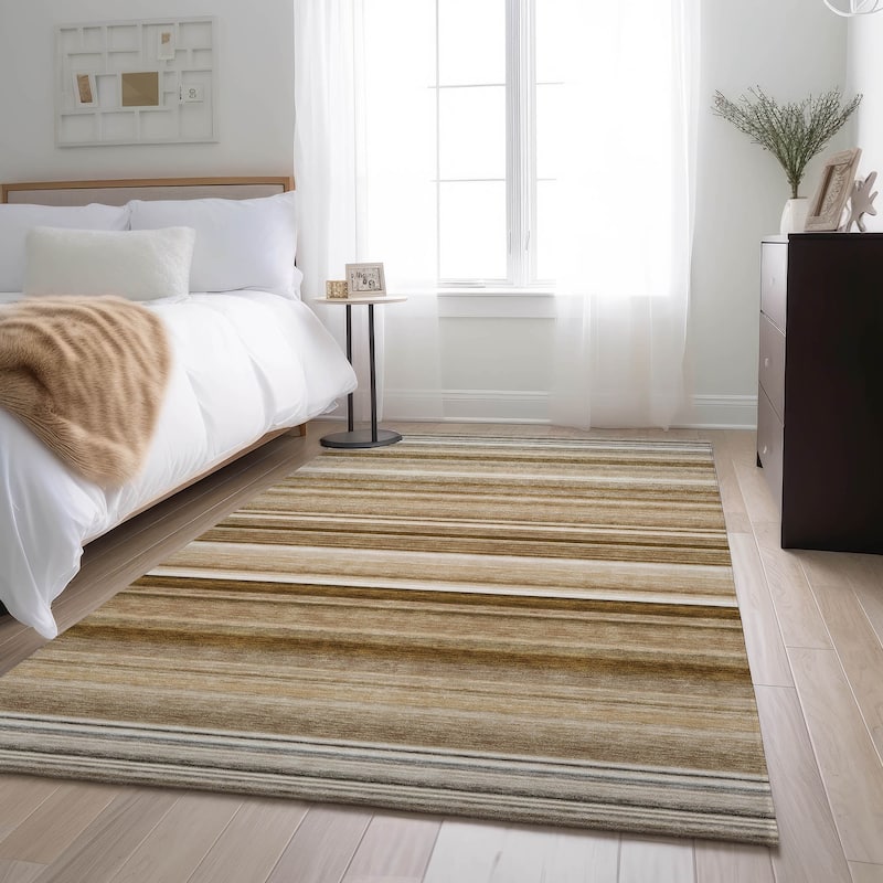 Premium Washable Super Soft Ombre Cabana Stripe Mayfield Rug - Chocolate - 8' x 10' - Rectangle