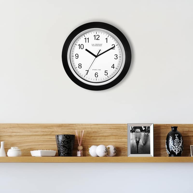 10" Black and Silver Atomic Analog Wall Clock