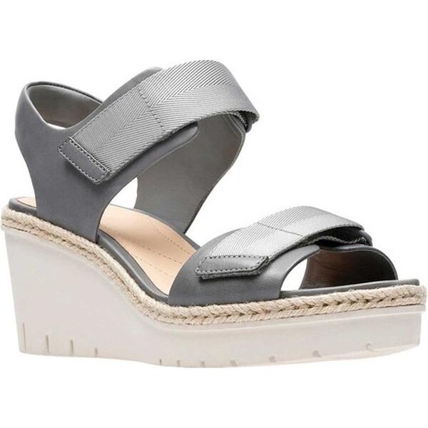 clarks grey wedge sandals