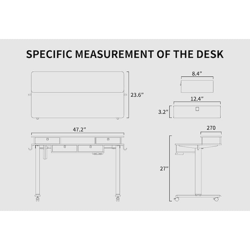 FEZIBO/Home Office Furniture/Wood/Standing Desk With 4 Drawers/Desks - 48" × 24" - White