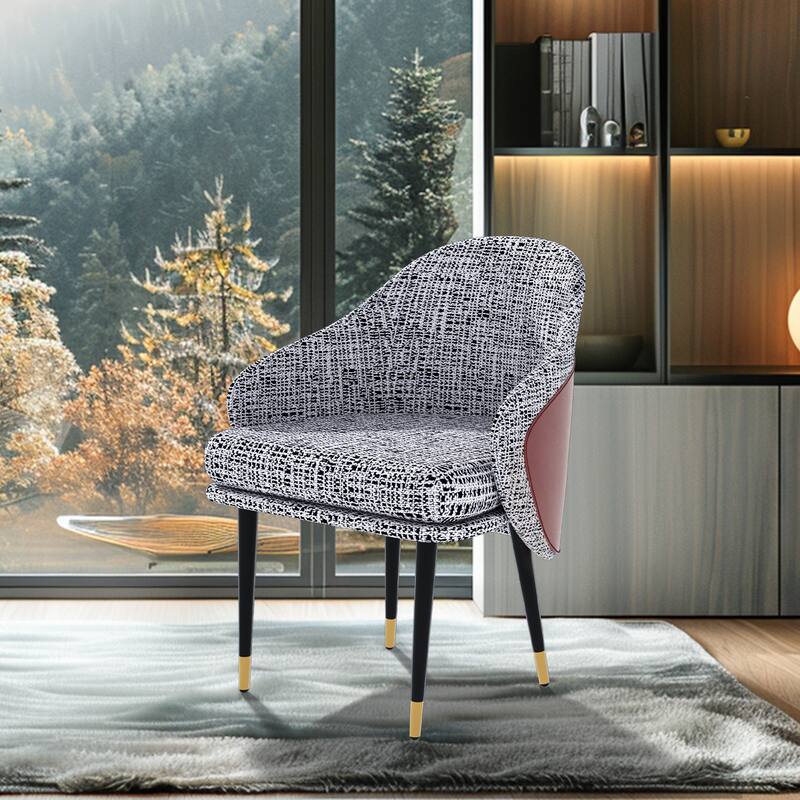 Two-tone Linen Upholstered Dining Chairs (Set of 2) - 21.65" W x 20.66" D x 32.28" H - Grey/Brown
