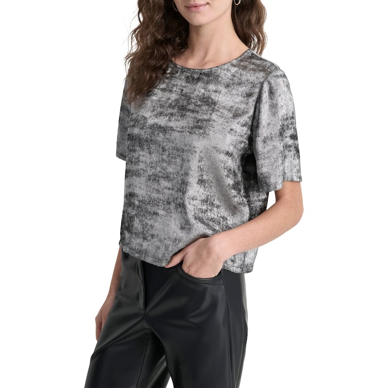 DKNY Liquid Velvet Elbow Sleeve Top