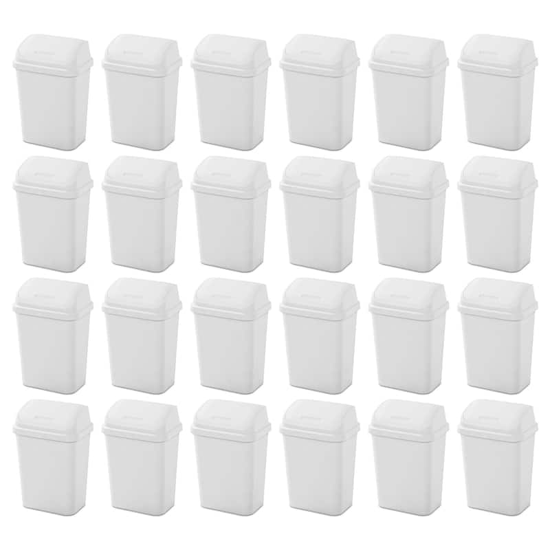 Sterilite 7.8 Gallon SwingTop Kitchen Wastebasket Trash Can, White (6 Pack) - 24 Pack