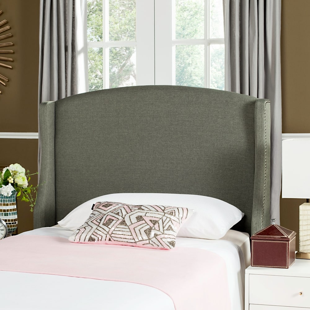 SAFAVIEH Zafirka Grey Wingback Linen Headboard (Twin)