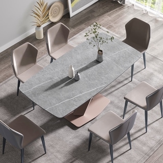 Modern Sintered Stone Dining Table W/ X-cross Metal Legs - Bed Bath ...