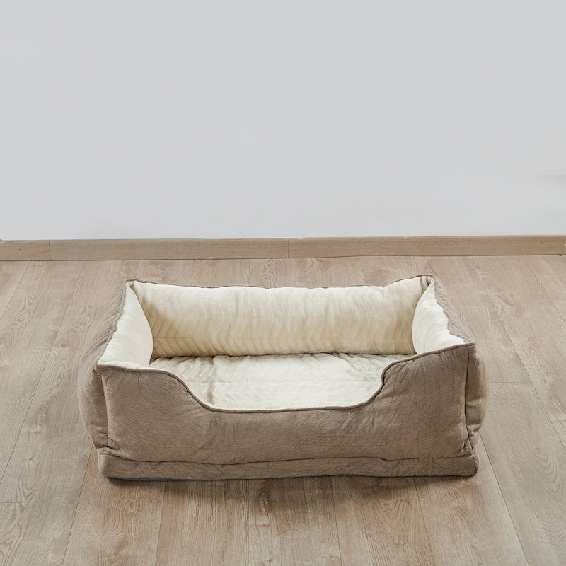 Soft Plush Bolstered Rectangle Dog Bed