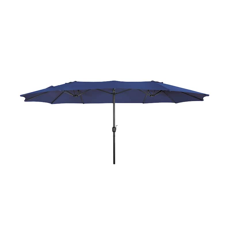 Johnn 15-foot Double-Sided Outdoor Offset Patio Twin Umbrella - Navy Blue