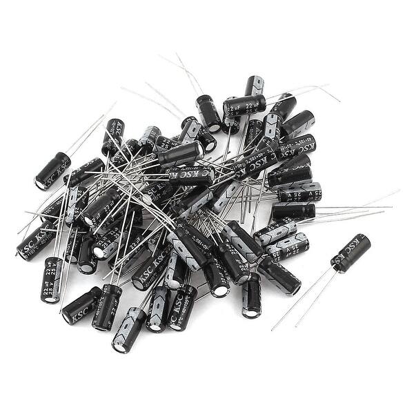 60Pcs 25V 22uF Radial Leads Polarised Aluminium Electrolytic Capacitor