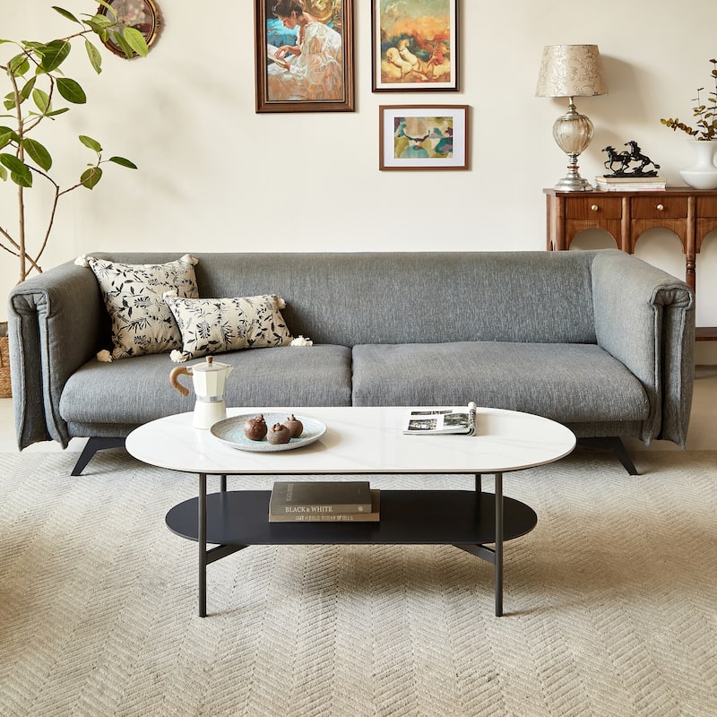 Coffee table ceramic Coffee Table, MDF painting Double Layer Coffee Table for Living Room