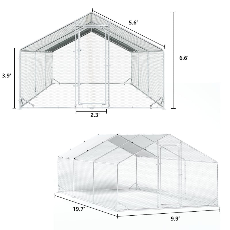 BOSSIN Bold Chicken Coop Run Large Metal Chicken Pen OutdoorPoultry Cage Spire Shape Heavy Duty Walkin for Yard with Waterproof