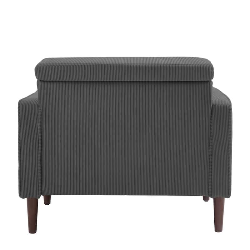 UIXE Upholstered Wide Comfy Accent Club Chair with Wood Leg - 34.6" W x 30.6" D x 28.7" H
