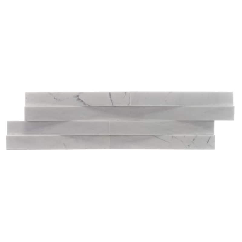 Weave 6 in. x 22 in. Panel and 8 in. x 24 in. Corner Honed Marble Wall Tile