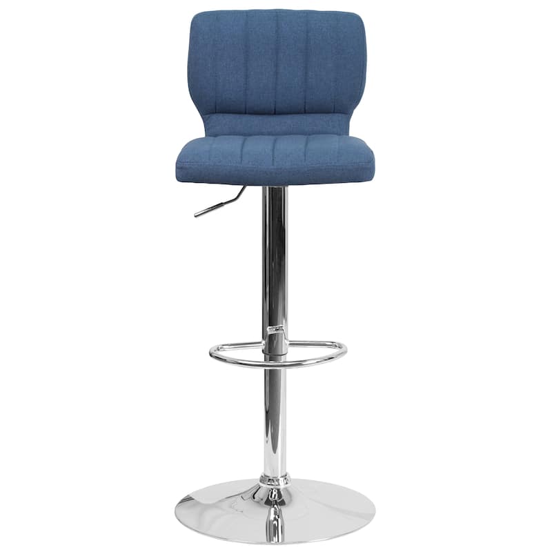 Vinyl Adjustable Barstool with Vertical Stitch Back (Set of 2)