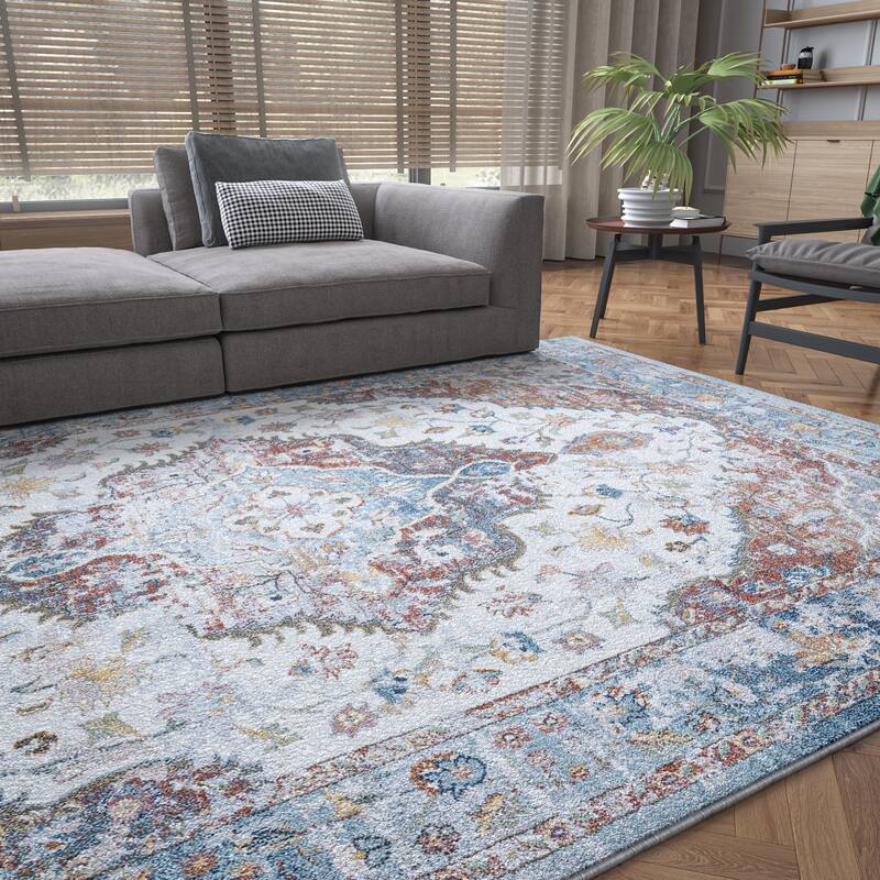 Rayna Farmhouse Medallion Indoor Area Rug - 5'3'' x 7'3'' - Navy