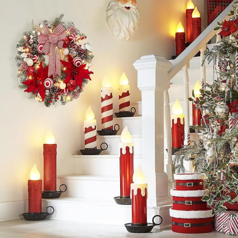 24 in Pre-Lit Christmas Wreath with Lights with Ball Ornaments Bows - N/A
